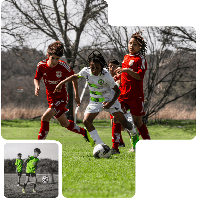 Youth soccer training at Rhine Valley Park Schertz Texas